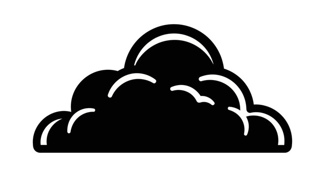 Black and white illustration of a single cloud with soft, rounded edges and a flat base, isolated on a plain background.