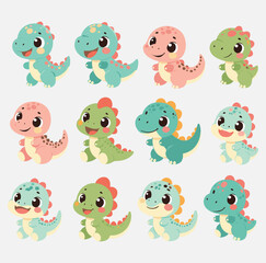 Obraz premium set of funny dinosaurs kids