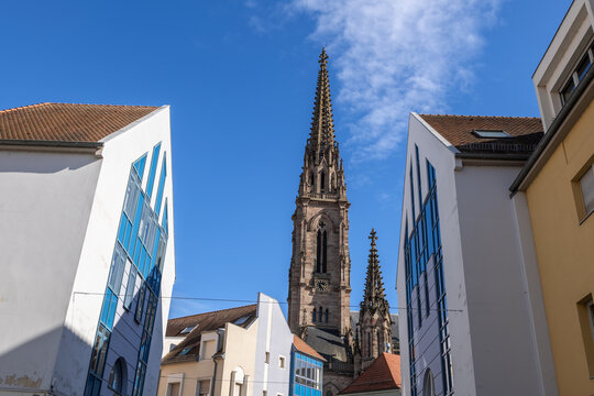 Mulhouse Church Tower In France
