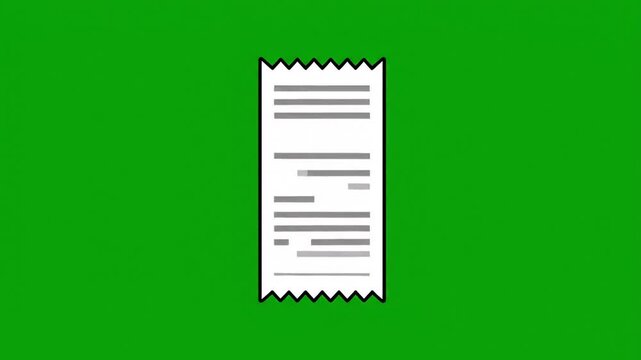 A simple receipt graphic appears on a vibrant green background video.