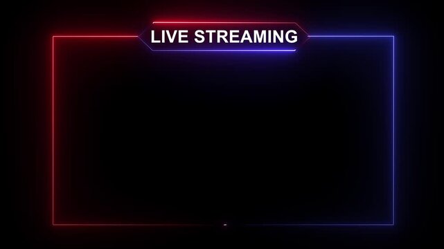 live streaming neon text frame animation box frame neon frame live streaming game live Stream overlay animation. neon frame live streaming game live.
