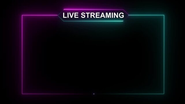 live streaming neon text frame animation box frame neon frame live streaming game live Stream overlay animation. neon frame live streaming game live.