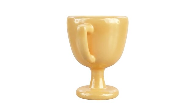 A simple, pale yellow trophy cup with a single handle, isolated on a plain white background.