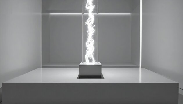 A column of swirling concentrated light energy contained within a futuristic chamber, representing raw power.