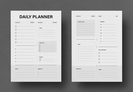 Professional Daily Planner Worksheet Template with Goal Tracking