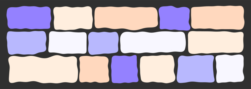 Organic wavy rectangle border with fluid edges vector illustration set. Abstract hand-drawn frame for text boxes. Colorful vector shape with playful irregular lines. Ideal for graphic design projects.
