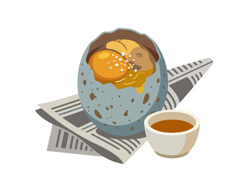 Filipino balut fertilized duck egg street food vector illustration