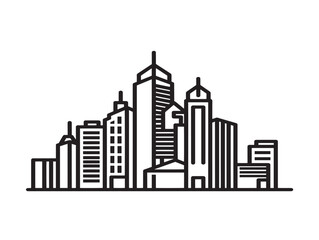 Obraz premium minimalist city skyline vector illustration with modern skyscrapers flat design