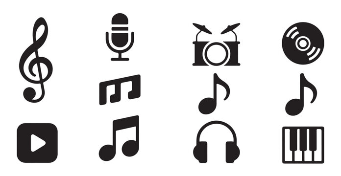 Music symbols and icons collection for audio and sound design.