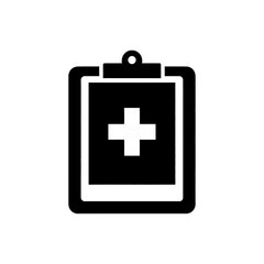 Obraz premium Medical Clipboard Icon with Cross Symbol - Healthcare and Medicine Concept
