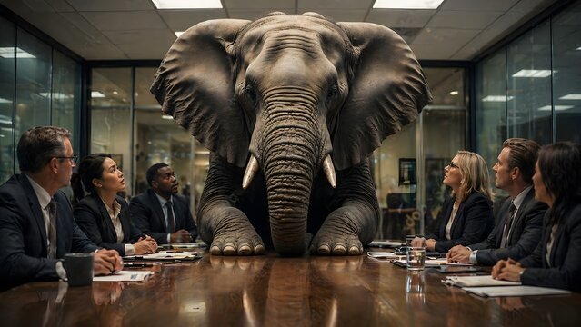 Elephant in the Room &mdash; Business Meeting Metaphor Concept