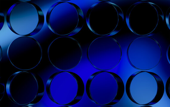 Geometric Cobalt Blue Metallic Cylinder Grid Abstract Background