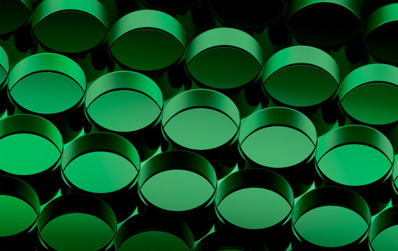 Sustainable Emerald Green Metallic Cylinder Network Pattern