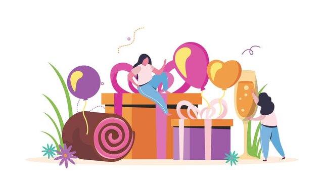Birthday Celebration Gifts Balloons Animation