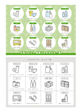 分かりやすいゴミ分別一覧（カラー＆モノクロ）