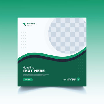 Green Business Social Media Post Template With Circle Photo Placeholder