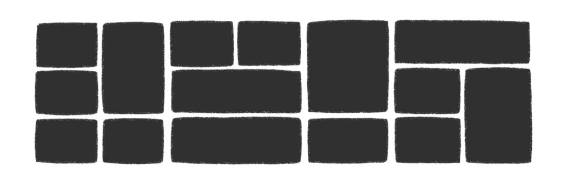 Set of marker rectangles and squares. Hand drawn vector geometrical shapes, sketch frames for text and pictures. Text boxes. Vector illustration.