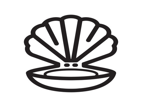 Open clamshell with pearl inside flat design vector illustration