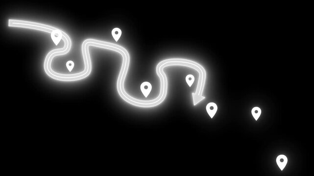 Glowing Path with Location Markers Animation