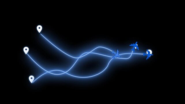 Abstract Airplane Flight Paths Animation