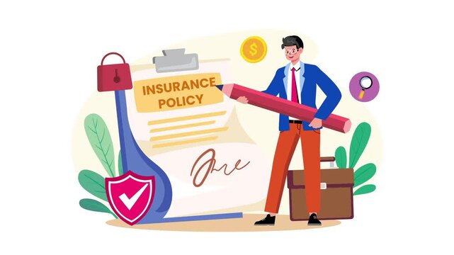 Insurance Policy Agreement Financial Document Animation