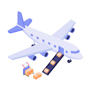 An isometric style illustration showing plane delivery