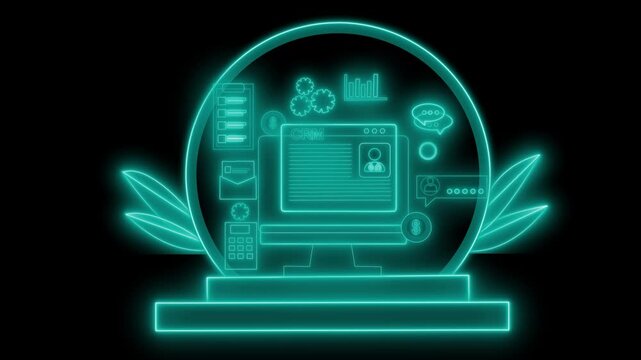 Neon Digital Interface Icons Animation