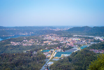  153 The Po Valley seen from the heights of the Sanctuary of the Madonna del Sasso, on the western shore of Lake Orta (a UNESCO site), at summer twilight. © stefanopez