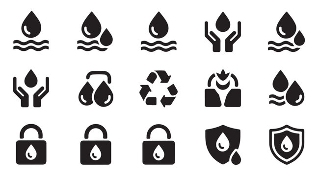 Water drop icon set for aqua, liquid, and humidity concepts, vector illustration design.