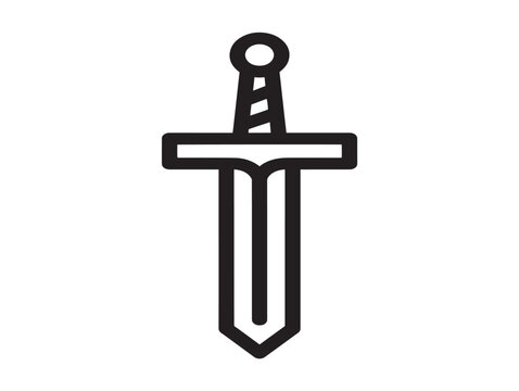 Minimalist medieval claymore sword vector illustration with crossguard detail
