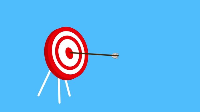 Bullseye target with arrow hitting center animation