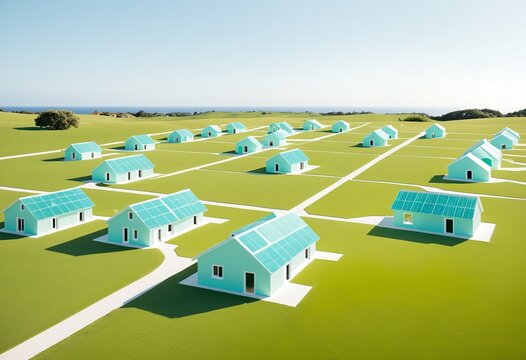 Abstract futuristic microgrid for local energy circulation and smart city infrastructure with digital power network paths