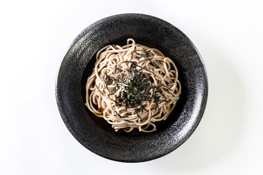 Eating soba noodles at a Japanese soba noodle shop