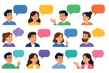 Fototapeta premium People Talking Communication Social Interaction Conversation Set