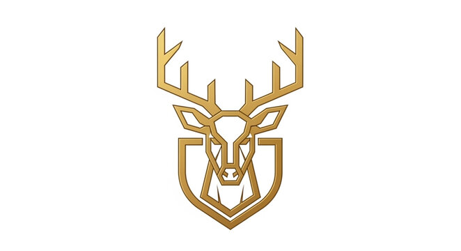 Golden Deer Head Logo Emblem.