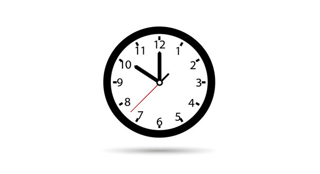 A simple clock face with a black border and white background showing the time at ten o'clock sharp ai generated