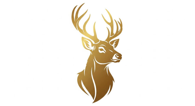 Golden Deer Head Illustration.