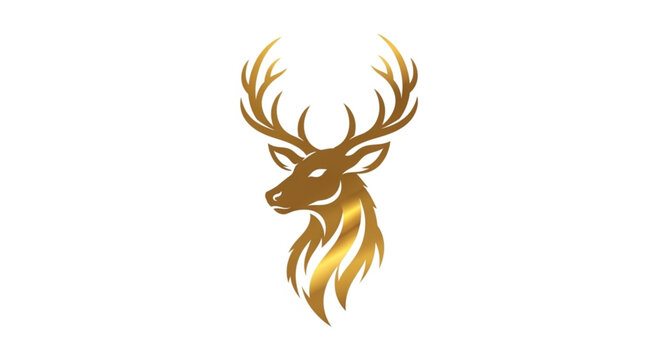 Golden Deer Head Illustration.