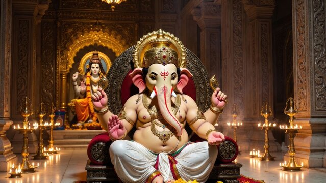 Celebrating ganesh chaturthi festival india religious ceremony vibrant temple devotional spirit