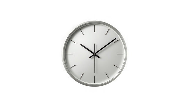 Minimal Wall Clock with Clean Modern Design Isolated on White Background