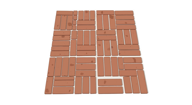 Isometric 3D Illustration of Red Brick Paving Pattern Isolated on White Background for Architectural Design and Construction Concepts