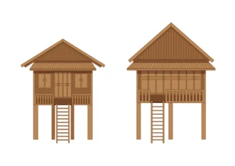 wooden house design on white background illustration vector © nantana