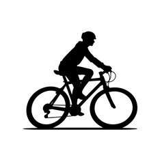 Obraz premium Silhouette of a cyclist riding bicycle on a white background for Health Day 
