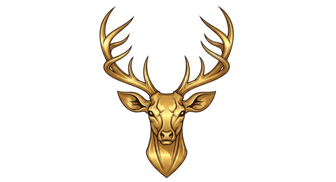Golden Deer Head with Antlers.