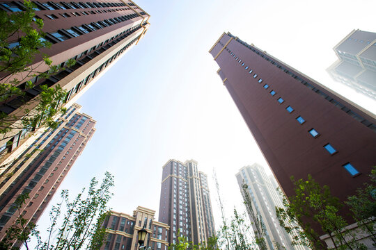 Exterior high rise apartment buildings