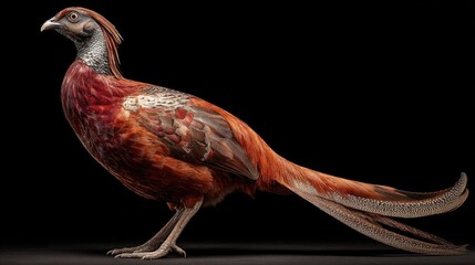 Fototapeta premium Stunning Colorful Bird with Extravagant Feathers Displayed Gracefully Against a Black Background