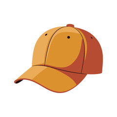 Fototapeta premium A single orange baseball cap with a dark brim sits isolated on a plain background, suitable for casual wear.