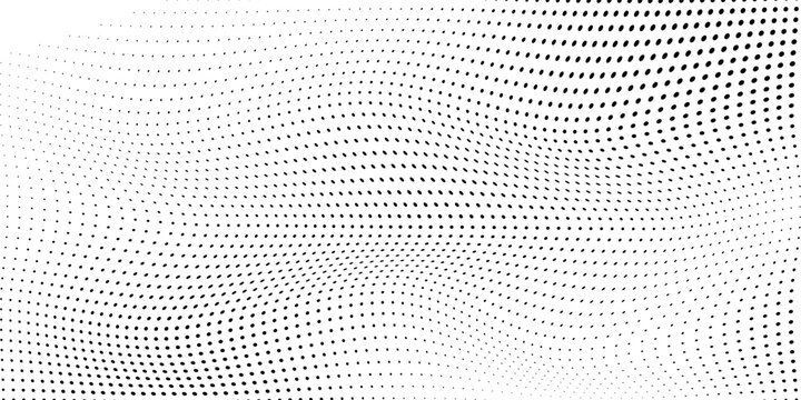 Abstract wave black dots halftone circle on white background