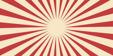 Obraz premium Red and creamy colour circus background and spiral retro rays vector pattern. Perfect comic style