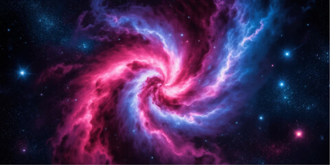 Abstract space background featuring a purple galaxy spiral with blue electric plasma waves and glowing star patterns in a motion design universe wallpaper © Alpha Designs
